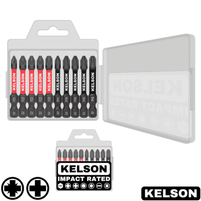 10pcs Mixed Pozi & Phillips Impact Screwdriver Bit Set In Storage Case 50mm Length