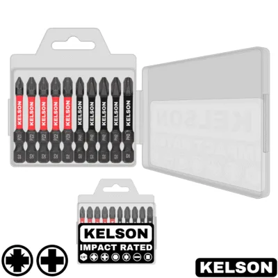 10pcs Mixed Pozi & Phillips Impact Screwdriver Bit Set In Storage Case 50mm Length