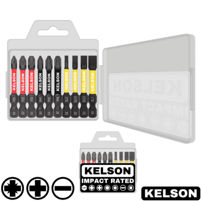 10pcs Pozi, Phillips, Slot 50mm Impact Screwdriver Bit Set In Storage Case