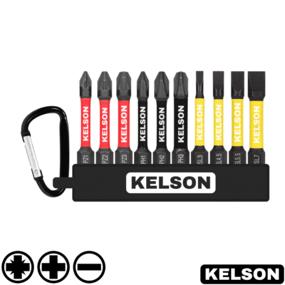 10pcs Pozi, Phillips, Slot 50mm Impact Screwdriver Bit Set With Storage Clip