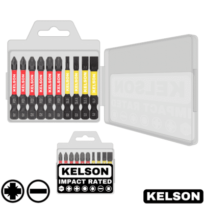 10pcs Pozi & Slot 50mm Impact Screwdriver Bit Set In Storage Case