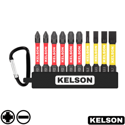 10pcs Pozi & Slot 50mm Impact Screwdriver Bit Set With Storage Clip