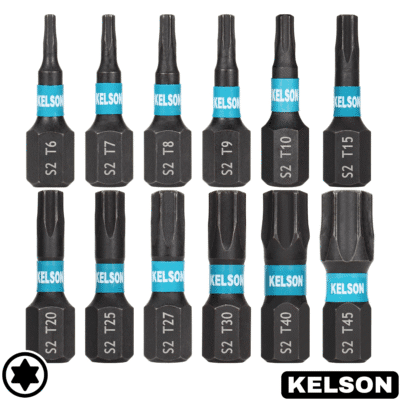 12 x Mixed TX Star Drive Impact Screwdriver Bits 25mm