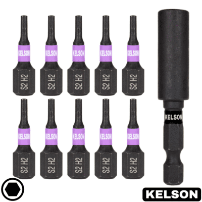 10 x 2mm Hex Drive 25mm Impact Screwdriver Bits With 60mm Magnetic Bit Holder