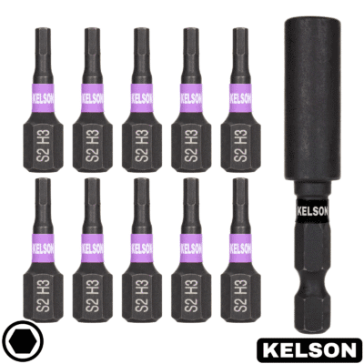 10 x 3mm Hex Drive 25mm Impact Screwdriver Bits With 60mm Magnetic Bit Holder