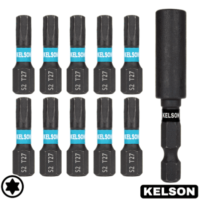10 x T27 25mm Impact Screwdriver Bits With 60mm Magnetic Bit Holder