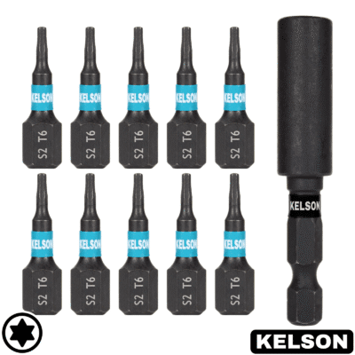 10 x T6 25mm Impact Screwdriver Bits With 60mm Magnetic Bit Holder