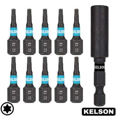 10 x T8 25mm Impact Screwdriver Bits With 60mm Magnetic Bit Holder