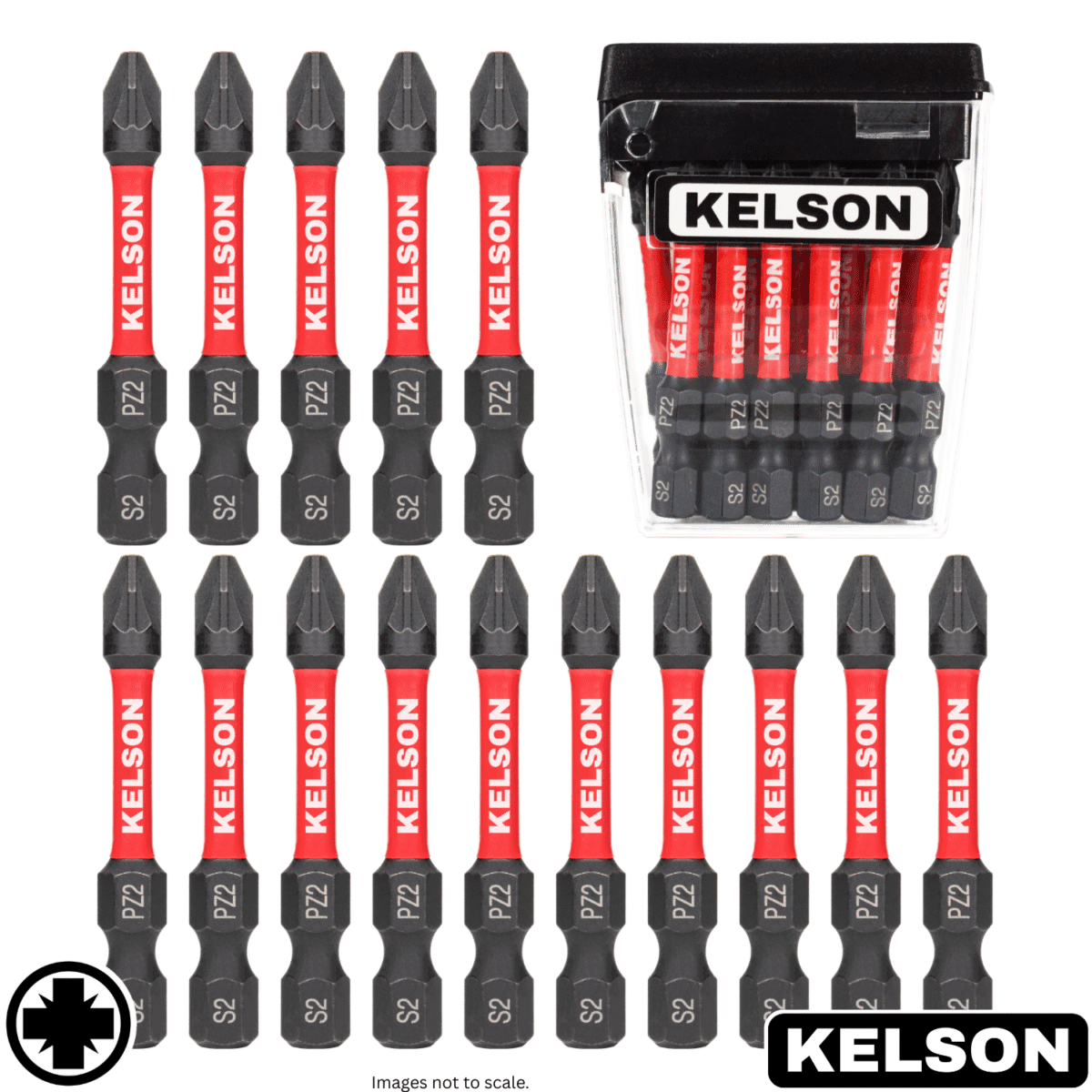 15pcs PZ2 50mm Impact Rated Screwdriver Bits In Storage Case - Image 2