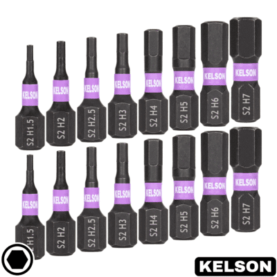 16 x Mixed Hex Drive Impact Screwdriver Bits 25mm