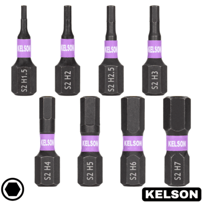 8 x Mixed Hex Drive Impact Screwdriver Bits 25mm