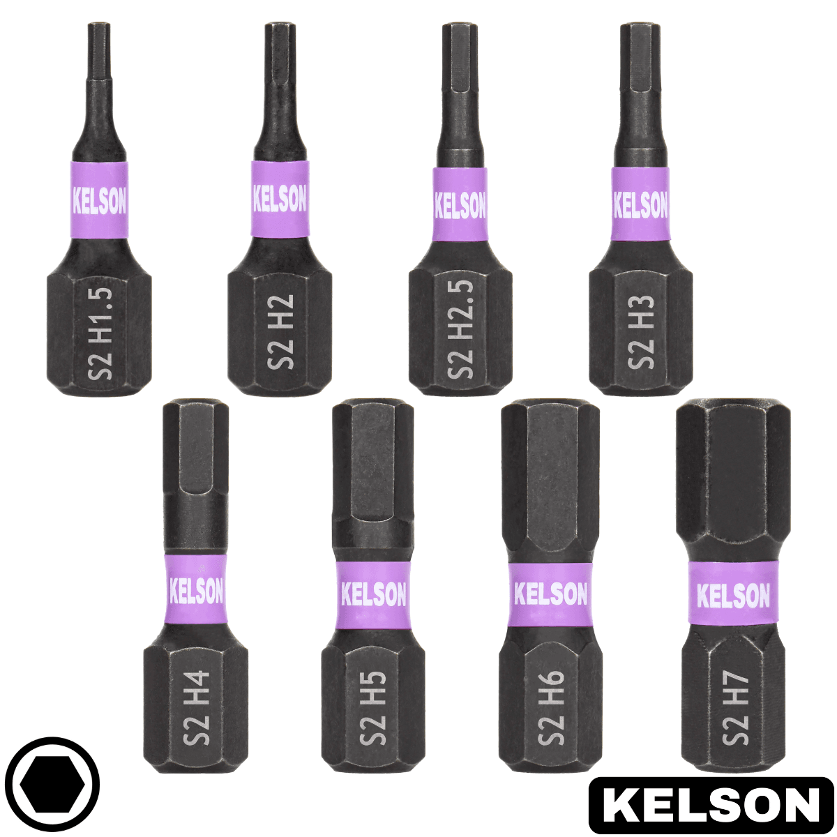 8 x Mixed Hex Drive Impact Screwdriver Bits 25mm