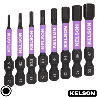 8 x Mixed Hex Drive Impact Screwdriver Bits 50mm