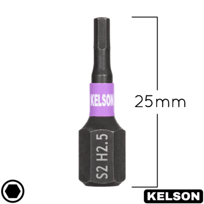 2.5mm Hex Impact Screwdriver Bits 25mm