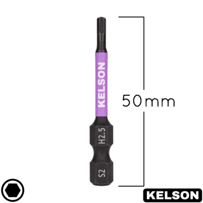 2.5mm Hex Impact Screwdriver Bits 50mm