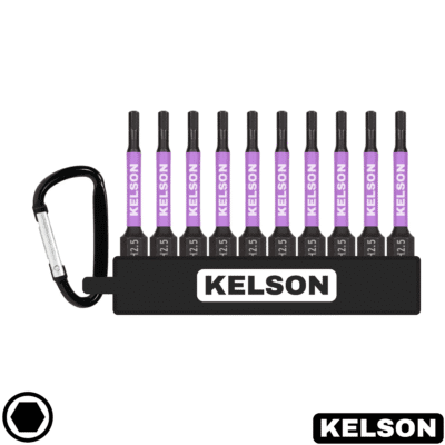 10 x 2.5mm Hex Impact Screwdriver Bit Set 50mm Length